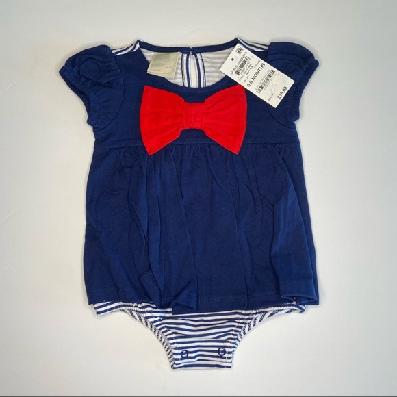 First Impressions Striped Skirted Romper 6-9M - Picture 1 of 6